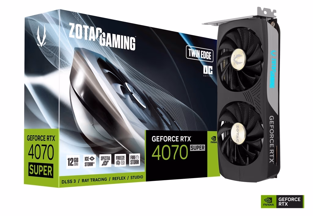 Видеокарта ZOTAC GeForce RTX 4070 SUPER Twin Edge OC / 12GB / GDDR6X / 192bit