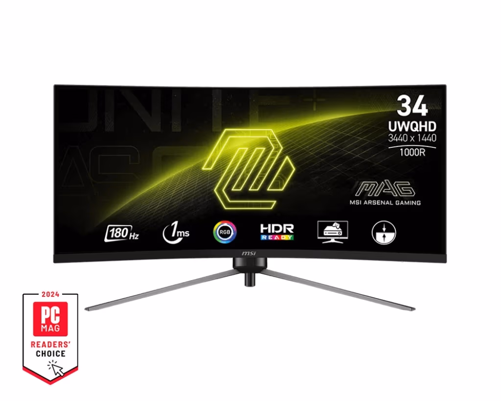 34.0” Игровой монитор MSI MAG 345CQR/ Curved/ UWQHD/ 1ms/ 21:9/ 180Hz/ Black 