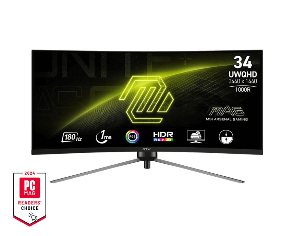 34.0” Игровой монитор MSI MAG 345CQR/ Curved/ UWQHD/ 1ms/ 21:9/ 180Hz/ Black photo 1