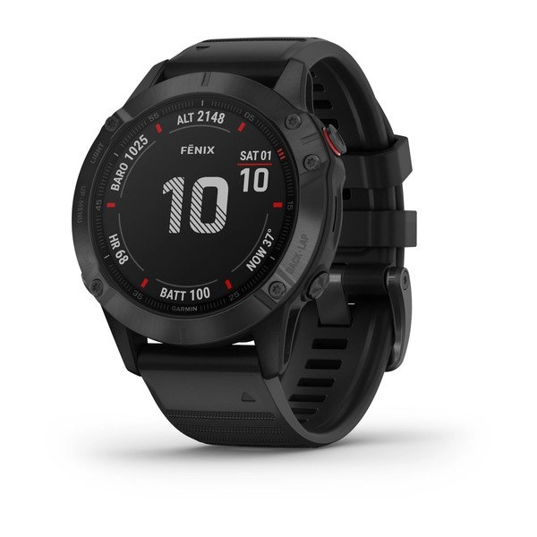 Garmin fenix 6 Pro Sapphire Carbon Gray DLC with Black Band, Multisport GPS Watch for Sport, 1.3