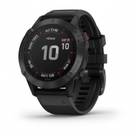 Garmin fenix 6 Pro Sapphire Carbon Gray DLC with Black Band, Multisport GPS Watch for Sport, 1.3", Water rating 10ATM, 32GB, GPS, Compass, Bluetooth, Smart, ANT+, Wifi, Smart notifications and Activity Tracking Features, Battery up to 80 days, 72g thumbnav 1