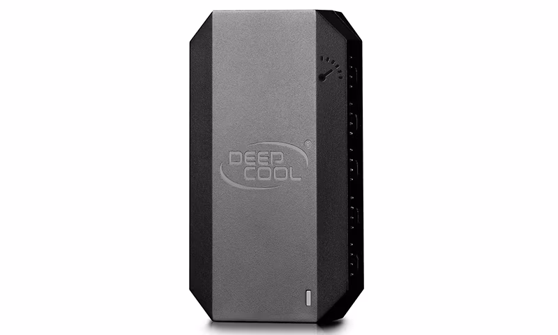 DEEPCOOL "FH-10", 10 port fan hub, 80x46x15mm, 4PINx10, 1xSATA Power Input, 12VDC (FH-10 is an integrated fan hub capable of powering up to 10 PWM fans (3-pin or 4-pin PWM) while occupying only one motherboard fan header.) 