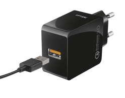Trust Ultra-Fast USB Wall Charger with QC3.0 and auto-detect, Also charges other devices that support USB charging, at high (10W) or normal (5W) speed, Output: QC3.0 mode with 5V/3A – 9V/2A – 12V/1.5A and auto-detect mode with 5V/2.4A thumbnav 2