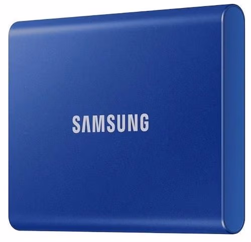 M.2 External SSD 2.0TB Samsung T7 USB 3.2, Blue, USB-C, Includes USB-C to A / USB-C to C cables, Sequential Read/Write: up to 1050/1000 MB/s, V-NAND (TLC), Windows/Mac/PS4/Xbox One compatible, Light, Portable, Durable 
