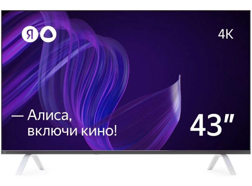 43" LED TV YANDEX with Alice, Black (3840x2160 UHD, SMART TV (Yandex TV OS), 3 x HDMI, 2 x USB, Wi-Fi, Bluetooth, T/T2/C/C2/S/S2, Speakers 2 x 8W Dolby Audio, VESA 200x200, 6.2 Kg) photo 1