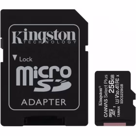 Card de memorie microSD  256GB Kingston Canvas Select Plus, 100MBps, + SD adapter 