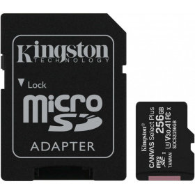 Карта памяти microSD  256GB Kingston Canvas Select Plus, 100MBps, + SD adapter photo 1