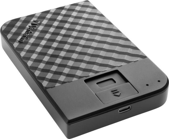 2.5” External HDD 1.0TB (USB3.1/USB-C)  Verbatim ”Fingerprint Secure”, Black, 256-bit AES hardware security encryption with fingerprint, Enclosure material: Plastic and Aluminium photo 2