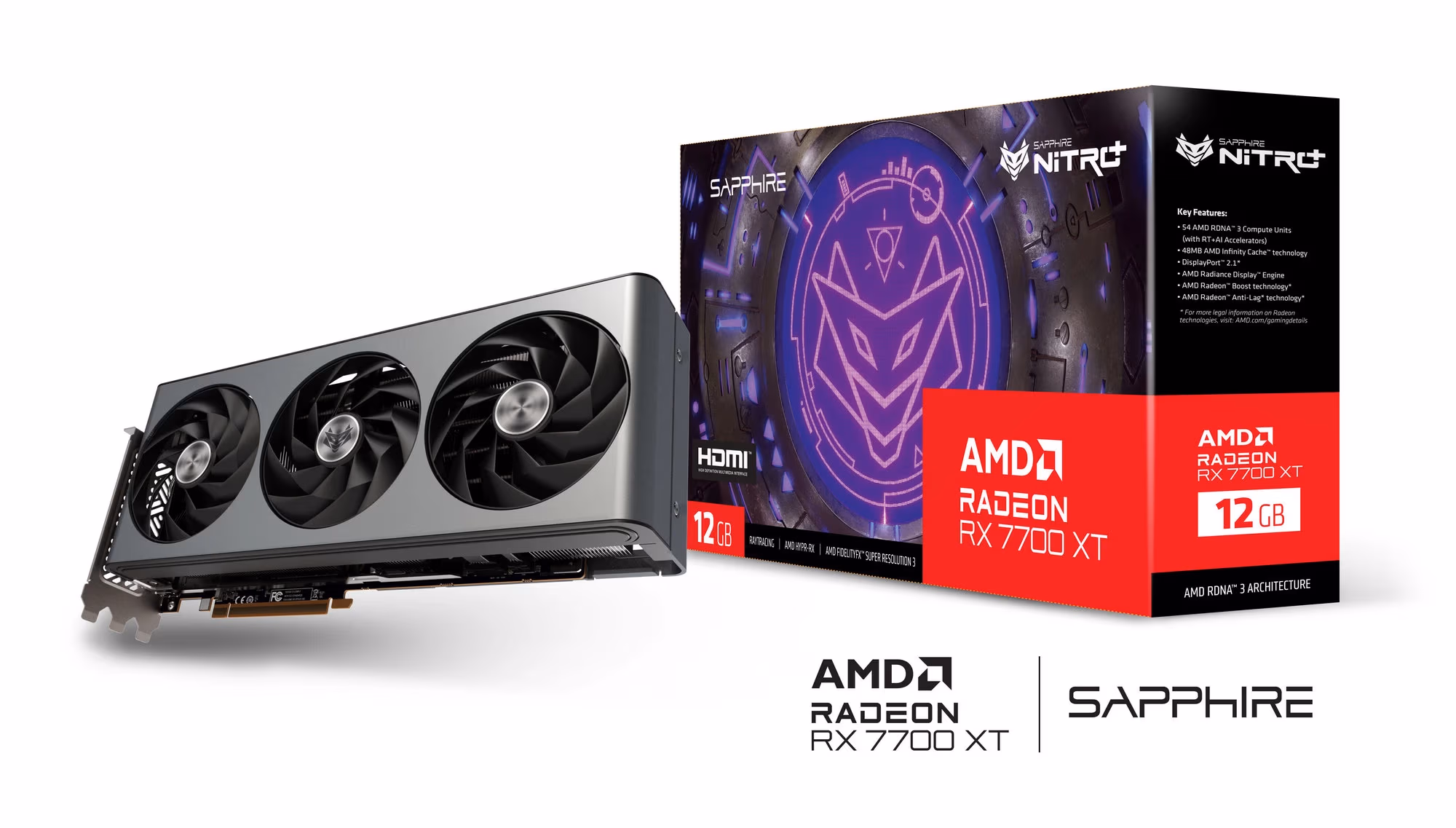 Placa video Sapphire NITRO+ Radeon RX 7700 XT / 12GB / GDDR6 / 192bit