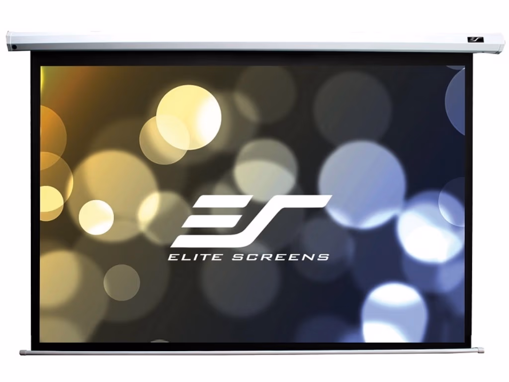 Elite Screens 99"(1:1) 178x178cm VMAX2 Series Electric Screen with IR/Low Voltage 3-way wall box, TopDrop 7cm, White 