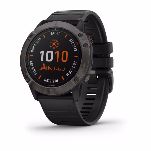 Garmin fenix 6X Pro Sapphire with Black Band, Multisport GPS Watch for Sport, 1.4", Water rating 10ATM, 32GB, GPS, Compass, Bluetooth, Smart, ANT+, Wifi, Smart notifications and Activity Tracking Features, Battery up to 80 days, 93g 
