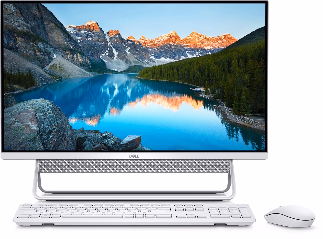 All-in-One PC - 27" DELL Inspiron 7700 FHD IPS Infinity Non-Touch (Intel® Core® i7-1165G7, 8GB (1x8) DDR4, 512GB M.2 PCIe NVMe+1TB HDD, Intel Iris Xe Graphics, HD Webcam, WiFi 6 2x2 + BT, KM636 Wireless KB+MS, Win10Pro, Silver/White) 