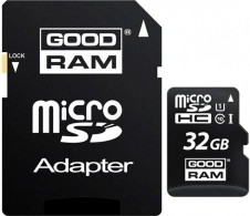 32GB microSD Class10 U1 UHS-I + SD adapter  Goodram M1AA, 600x, Up to: 90MB/s