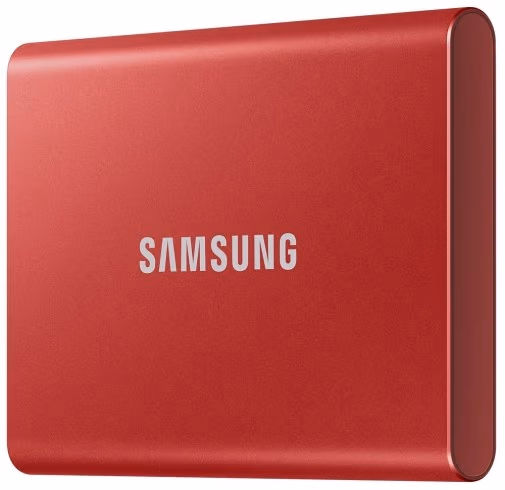 M.2 External SSD 2.0TB Samsung T7 USB 3.2, Red, USB-C, Includes USB-C to A / USB-C to C cables, Sequential Read/Write: up to 1050/1000 MB/s, V-NAND (TLC), Windows/Mac/PS4/Xbox One compatible, Light, Portable, Durable 