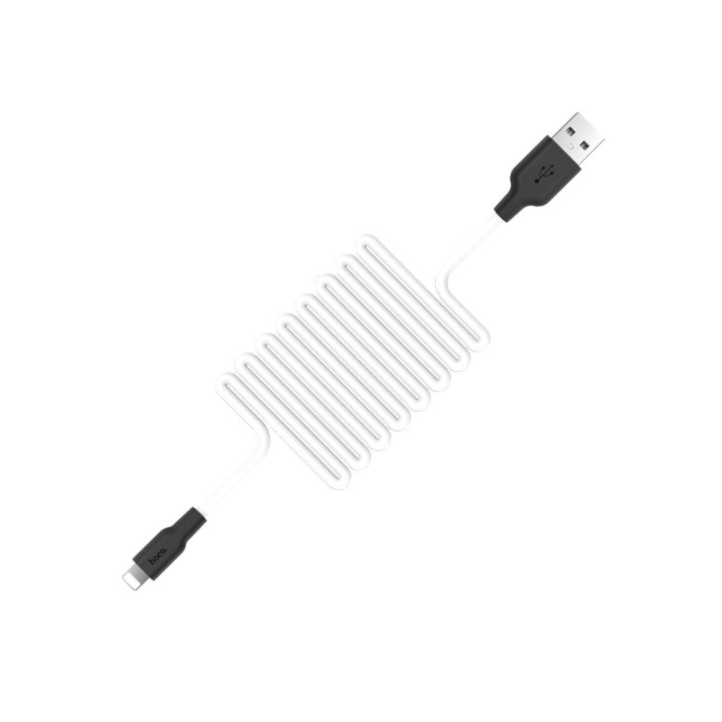 Cable  USB la Lightning HOCO  X21 Silicone / 1m / Silicone / up to 2A / Black/White photo 3