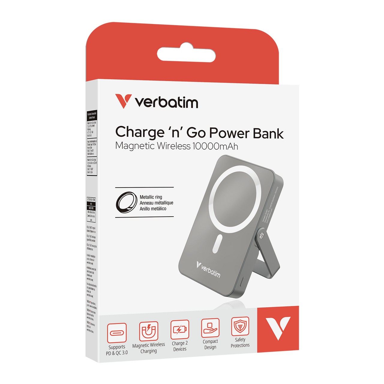 Power Bank Magnetica Wireless cu suport Verbatim Charge'n'Go / 10000 mAh / Gray photo 3