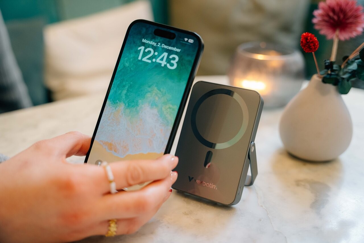 Power Bank Magnetica Wireless cu suport Verbatim Charge'n'Go / 10000 mAh / Gray photo 5