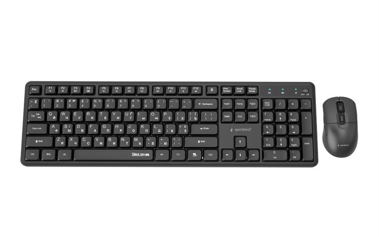Беспроводная клавиатура и мышь Gembird KBS-WMS-01-CYRL, Black photo 1