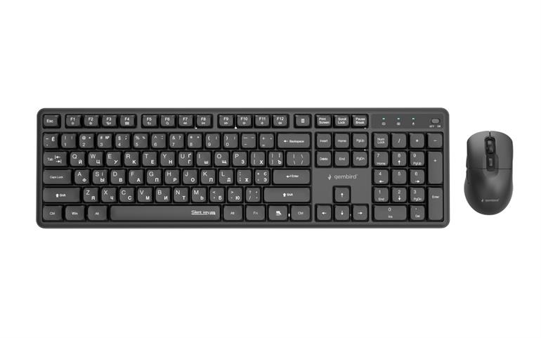 Беспроводная клавиатура и мышь Gembird KBS-WMS-01-CYRL, Black photo 2