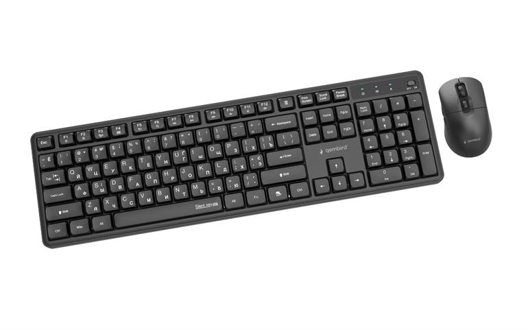 Беспроводная клавиатура и мышь Gembird KBS-WMS-01-CYRL, Black photo 3