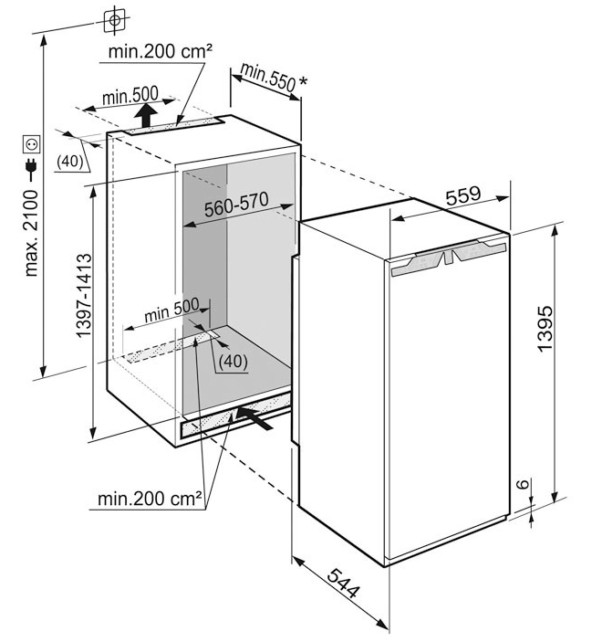 Встраиваемый холодильник Liebherr IK2764, 235 л, 139.7 см, A++, Белый