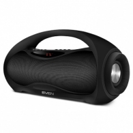 SVEN PS-420, Bluetooth Portable Speaker, 12W RMS, Support for iPad & smartphone, Bluetooth v.2.1 +EDR,FM tuner, USB & microSD, built-in lithium battery -1800 mAh, ability to control the tracks, AUX stereo input, Headset mode, Black thumbnav 1