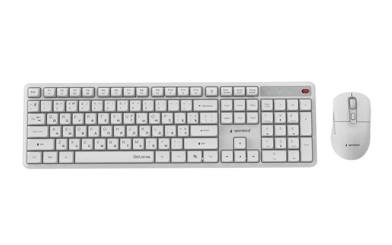 Беспроводная клавиатура и мышь Gembird KBS-WMS-01-W-CYRL, White