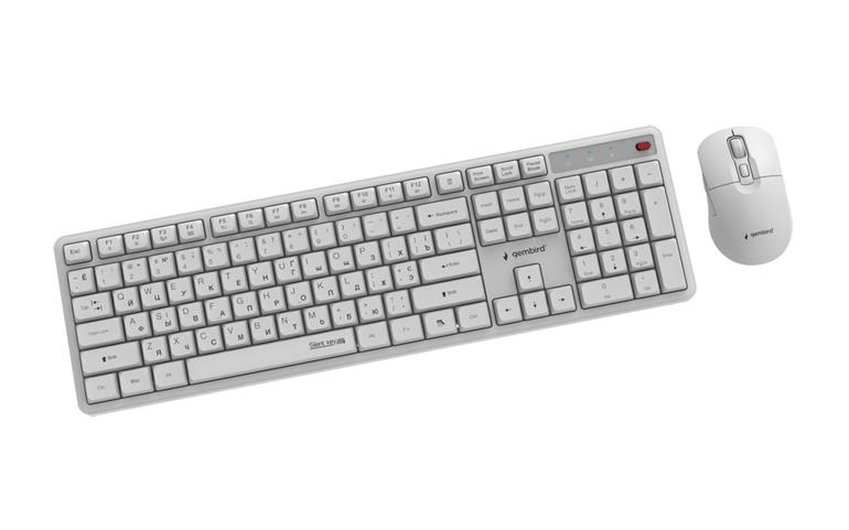 Беспроводная клавиатура и мышь Gembird KBS-WMS-01-W-CYRL, White photo 3