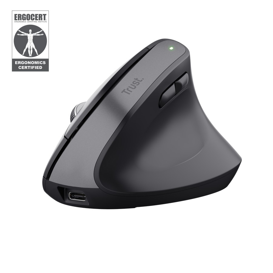 Эргономичная беспроводная мышь Trust Bayo+ / 2.4GHz/ Bluetooth/ Black photo 1 Эргономичная беспроводная мышь Trust Bayo+ / 2.4GHz/ Bluetooth/ Black photo 1