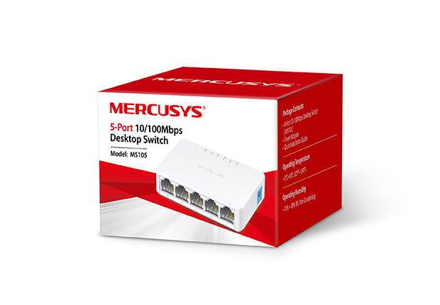 MERCUSYS MS105  5-port Desktop Switch, 5 10/100M RJ45 ports, Plastic case photo 2