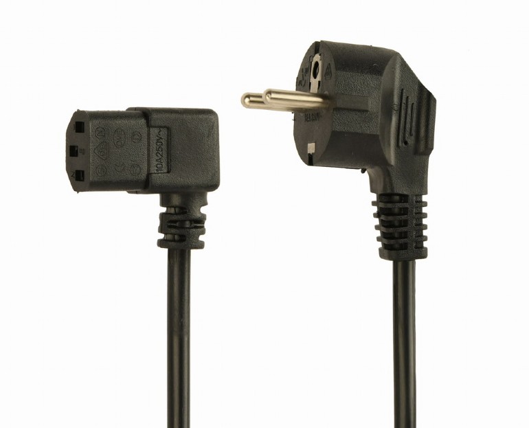 Power cord PC-186A-VDE,  1.8 m, Schuko input and right angled C13 output, with VDE approval, Black photo 1