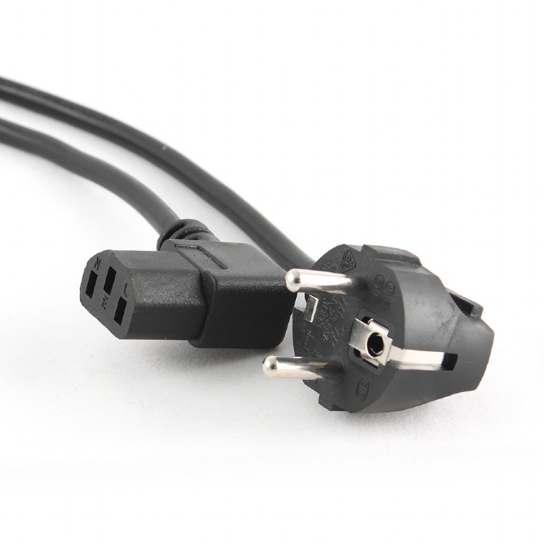 Power cord PC-186A-VDE,  1.8 m, Schuko input and right angled C13 output, with VDE approval, Black photo 2
