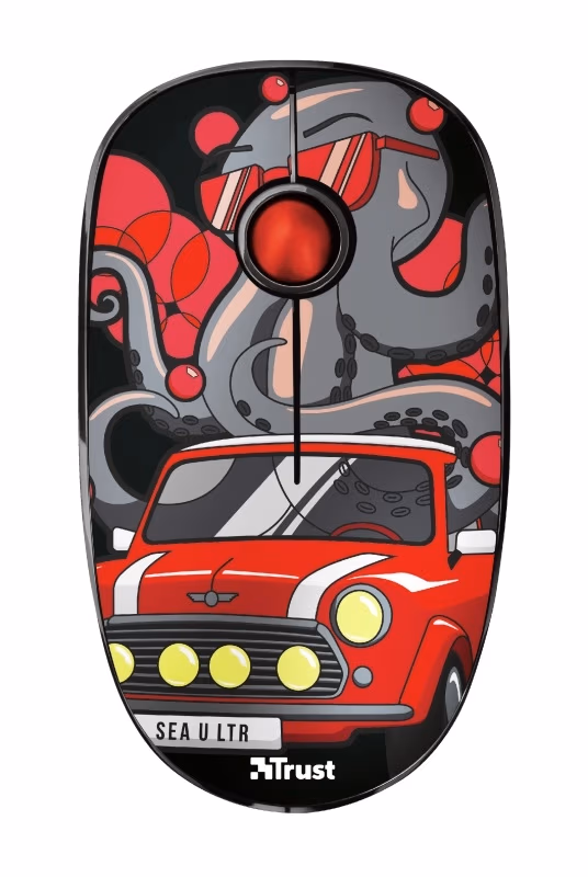 Trust Sketch Red Wireless Mouse, Silent Click, 15m  2.4GHz, Micro receiver, 1600 dpi, 3 button, USB