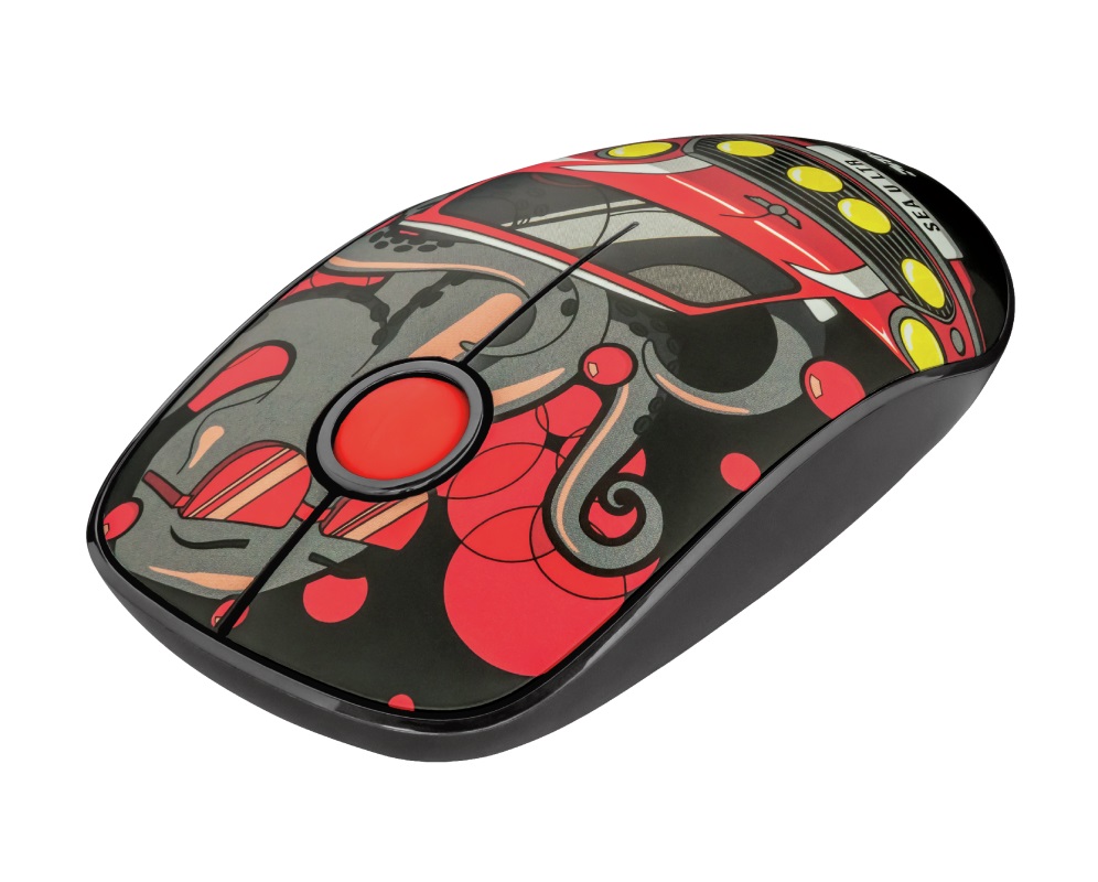 Trust Sketch Red Wireless Mouse, Silent Click, 15m  2.4GHz, Micro receiver, 1600 dpi, 3 button, USB photo 2