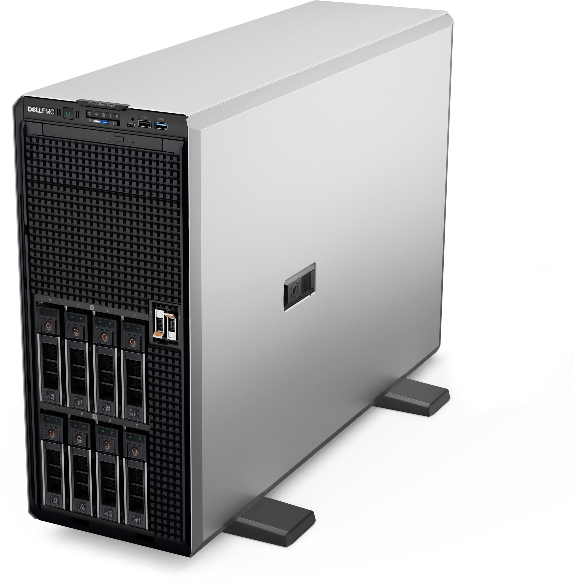 Dell PowerEdge T550 Tower, 1xIntel Xeon Silver 4314 (2.4GHz, 24M, 16C/32T), 2x16GB RDIMM 3200MT/s, 960GB SATA SSD RI, 2x1.2TB HDD SAS ISE 12Gbps 10K (Chassis 16x2.5” SAS/SATA HDD), PERC H355, iDRAC9 Basic, Broadcom 57416 2x10GbE Ports, Intel i350 Quad Por photo 3