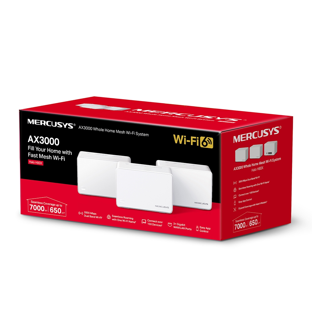 Mesh Wi-Fi система MERCUSYS Halo H80X (3-pack)  / AX3000 Dual Band / 3 x Gigabit LAN photo 4