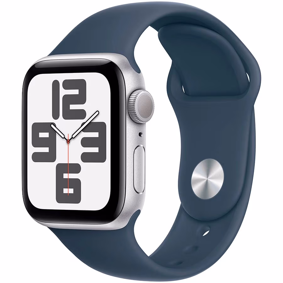 Smart watch Apple Watch SE GPS 40mm Silver Aluminium Case with Storm Blue Sport Band - S/M (MRE13QR/A) 