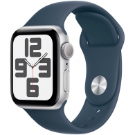 Smart watch Apple Watch SE GPS 40mm Silver Aluminium Case with Storm Blue Sport Band - S/M (MRE13QR/A) thumbnav 1