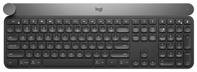 Logitech Wireless Keyboard CRAFT with creative input dial, Logitech Unifying 2.4GHz wireless technology, Bluetooth Low Energy, Rechargeable with USB type C, Black