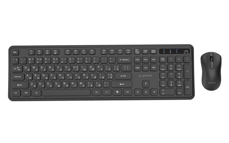 Беспроводная клавиатура и мышь Gembird KBS-WPS-01-CYRL, Black photo 1