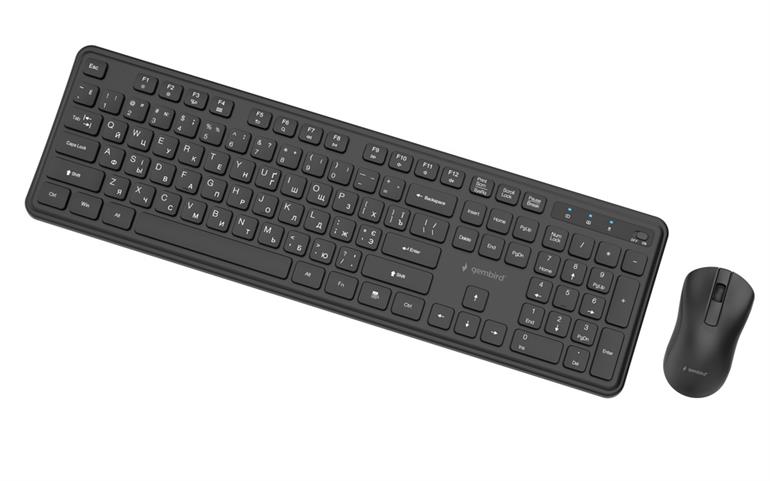 Беспроводная клавиатура и мышь Gembird KBS-WPS-01-CYRL, Black photo 4