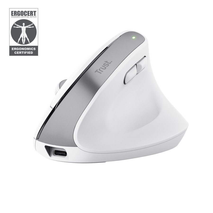 Эргономичная беспроводная мышь Trust Bayo+ / 2.4GHz/ Bluetooth/ White photo 1 Эргономичная беспроводная мышь Trust Bayo+ / 2.4GHz/ Bluetooth/ White photo 1