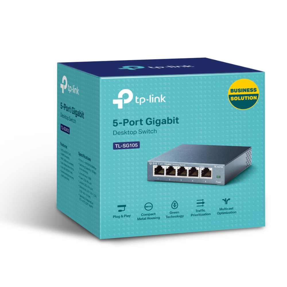 Коммутатор TP-LINK TL-SG105 / 5 port / Gigabit / RJ45 / steel case photo 3