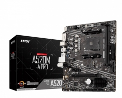 MSI A520M-A PRO, Socket AM4, AMD A520, Dual 2xDDR4-4600, APU AMD graphics, DVI, HDMI, 1xPCIe X16, 4xSATA3, RAID, 1xM.2 Slot, 1xPCIe X1, ALC892 HDA, GbE LAN, 6xUSB3.2, mATX thumbnav 4