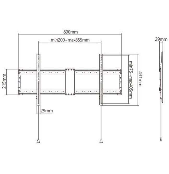 TV-Wall Mount for 43 -90”- Gembird ”WM-90T-01”, Tilt, max. 70 kg, Distance TV to Wall: 49 mm, max. VESA 800 x 400, Black photo 2