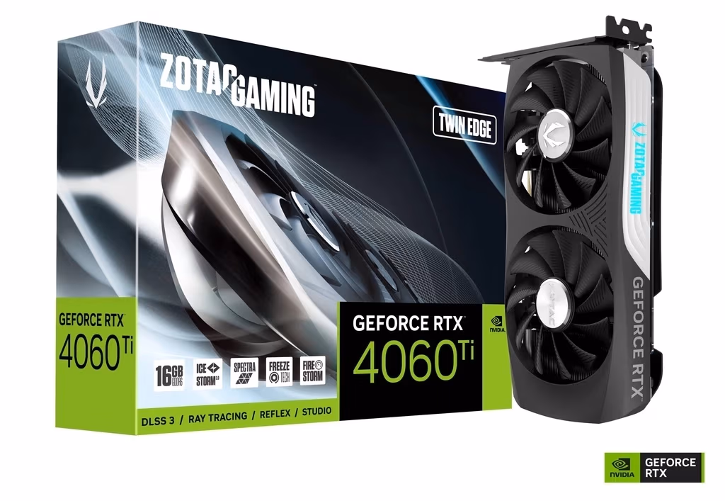 Видеокарта ZOTAC GeForce RTX 4060 Ti / 16GB / GDDR6 / 128bit