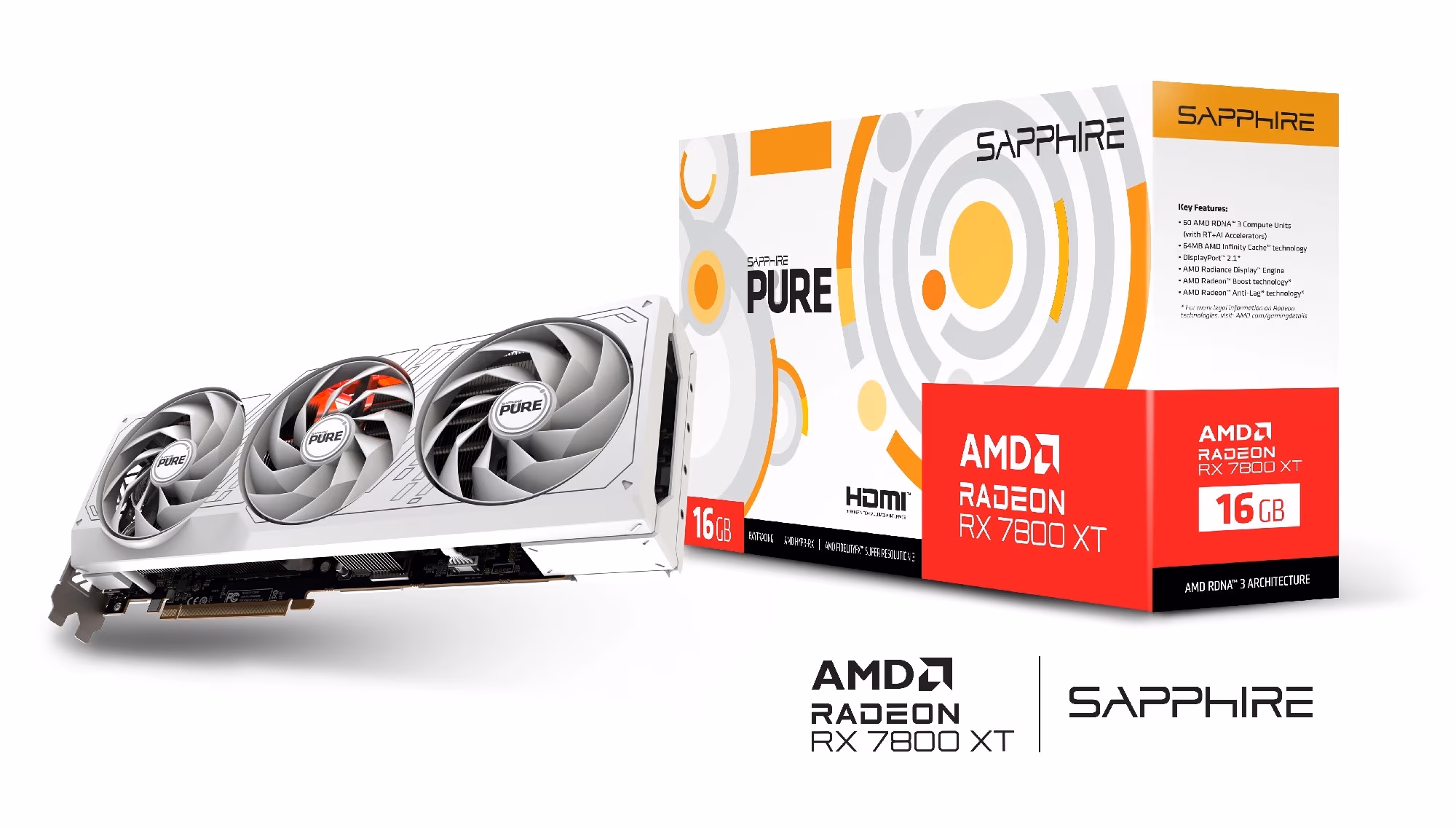 Placa video Sapphire PULSE Radeon RX 7800 XT White / 16GB / GDDR6 / 256bit
