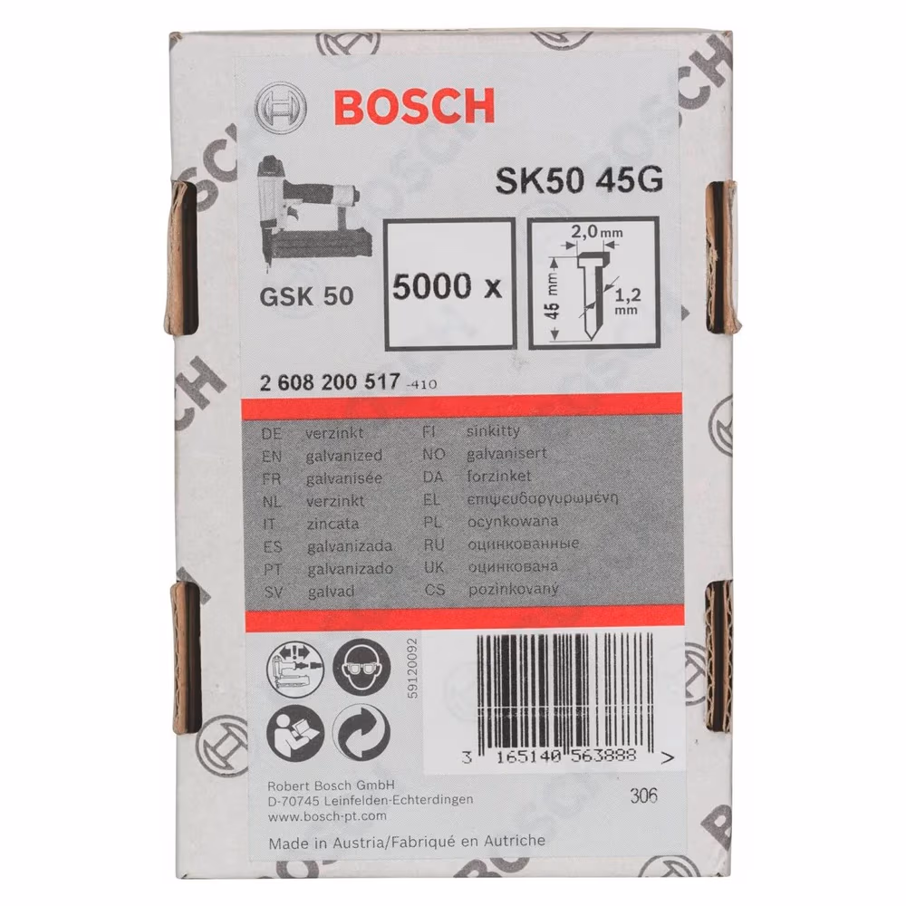 Набор штифтов с потайной головкой Bosch 5000- 1.2x45 mm, 2608200517