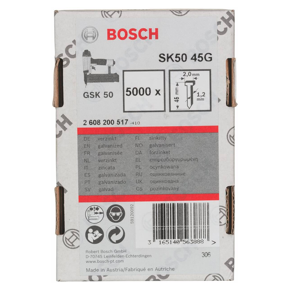 Набор штифтов с потайной головкой Bosch 5000- 1.2x45 mm, 2608200517 photo 1