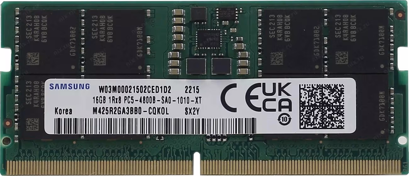 16GB DDR5-4800 SODIMM Samsung, PC5-4800, CL40, 1Rx8, 262pin, 1.1V, Bulk 